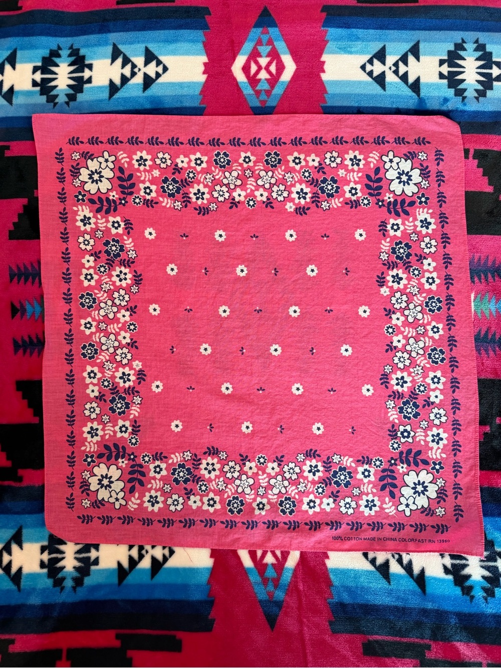 Bright Pink Floral Cotton Bandana